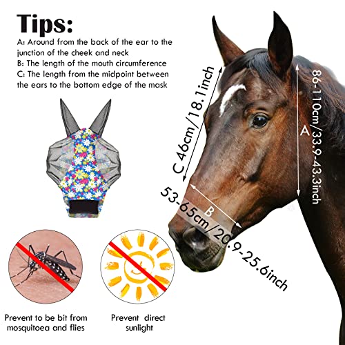 Qualirey 12 Pieces Horse Fly Mask Bulk, Large, Flower Patterns - color: Flower Patterns, size: Large