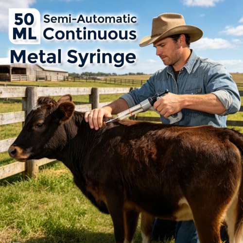 50 mL Semi-Automatic Repeating Livestock Syringe Gun, 5-Gear Adjustable