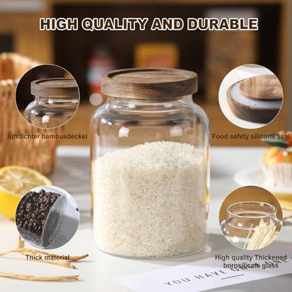 2-Pack 41oz Glass Food Storage Jars with Airtight Wooden Lids - color: 2-Pack-41 oz