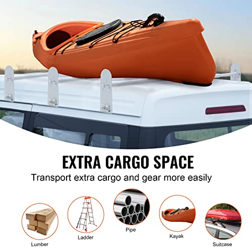 VEVOR Ladder Racks for Van, 40.2 inch-74.8 inch Adjustable Van Racks, 750 LBS Capacity Alloy Steel Roof Ladder Racks, Rain Gutter Racks Compatible with Minivans, Full-Size Vans, 3 Pcs White - size: for Full-size Vans