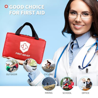 Kitgo First Aid Kit with Hospital Grade Medical Supplies, 220pcs Emergency Medical Trauma Kit, Gift for Dad Husband Great for Home, Outdoors, Office, Car, Travel, Camping, Hiking, Boating
