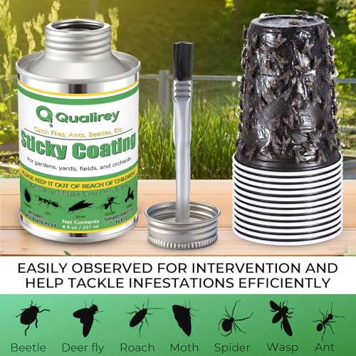 Qualirey Sticky Coating Trap with Brush and 12 Pcs Plastic Cup, Horse Bug - style: Horse Bug