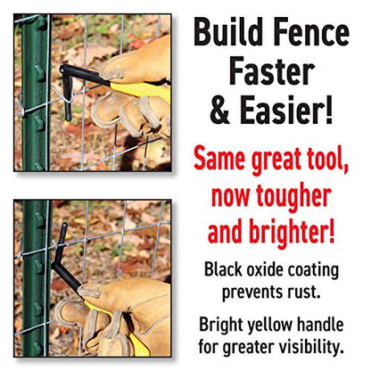 Clip Bender - Made in the USA - Steel tool used for securing T-Post fence clips - Comfortable yellow rubber grip - Black oxide coating to prevent rust. From LockNLube. (Pack of 2) - size: One-size (Pack of 2)
