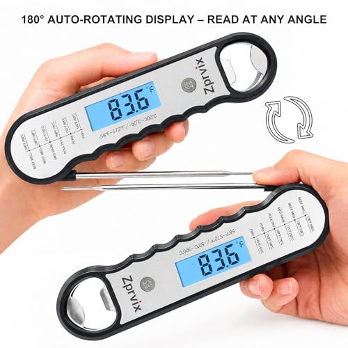0.5s Instant Read Meat Thermometer Digital, Cooking, ±0.5°F Accuracy - color: Silver & Black