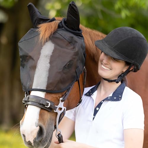Horze Easy-Attach Bridle Insect and Fly Mask with Ear and Eye Protection - Black - L - size: L