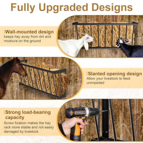 Hay Feeder for Goats Horses,25 Gallon Livestock Feede,37''Long Hay Rack