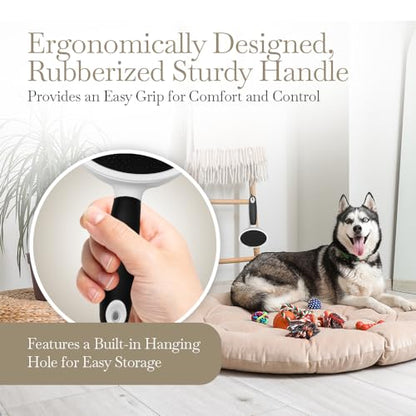 Fuller Brush Slicker Pet Brush - Angled Fine Steel Wires - Ergonomically Designed Rubberized Handle For Comfort & Control - Remove Shedding & Matted Hair - Tool For Grooming Dogs & Cat - size: Slicker