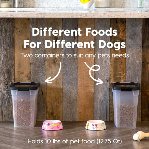 IRIS USA Dog Food Storage Container, 2-Pack, Up to 10 lbs, Black - color: Black, size: 10 lbs - 2 Pack