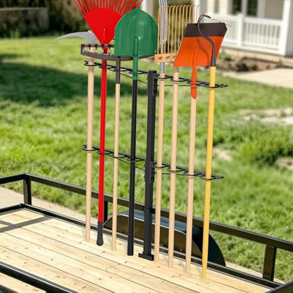 Utility Trailer Tool Rack,Trailer Racks for Lawn Equipment with 8 Tool Holes,Handle Tool Shovel Holder Rack for Truck,Heavy-Duty Landscape Accessories