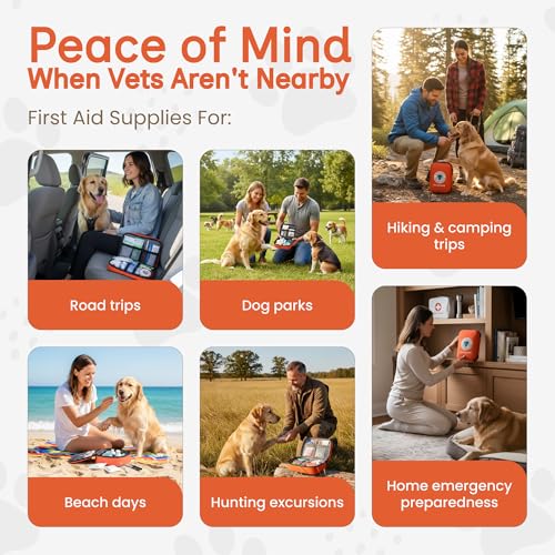 Dr Brahmsy’s Pet First Aid Kit for Dogs and Cats - Vet-Approved Essential Survival and Emergency Supplies for Home, Travel, Camping, Hiking - Packed in a Portable Waterproof Pouch - 45-Piece Set