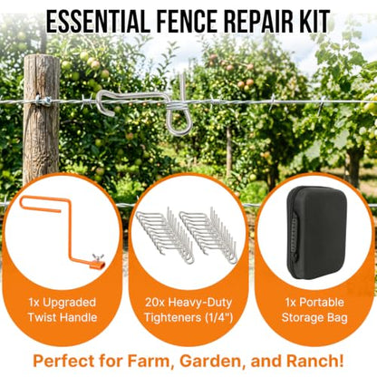 Aolamegs Fence Wire Tightener,20Pcs Twisting Tool&Tensioner Handle with Bag
