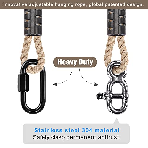 SELEWARE 3ft Tree Swing Rope, Adjustable Hammock Straps Hanging Kit - color: Beige - 2 Pack, size: 3ft