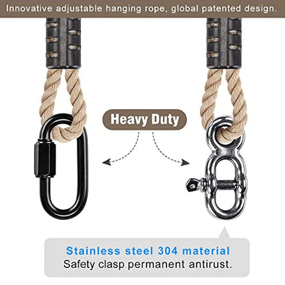 SELEWARE 3ft Tree Swing Rope, Adjustable Hammock Straps Hanging Kit - color: Beige - 2 Pack, size: 3ft