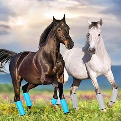 Jexine 8 Pcs Mesh Fly Boots for Horse - color: Light Blue, White