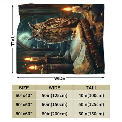 Owl Blanket Owls Book Lovers Gifts Throw for Women Girls 50"X40" - color: Owl Book, size: 50"x40"