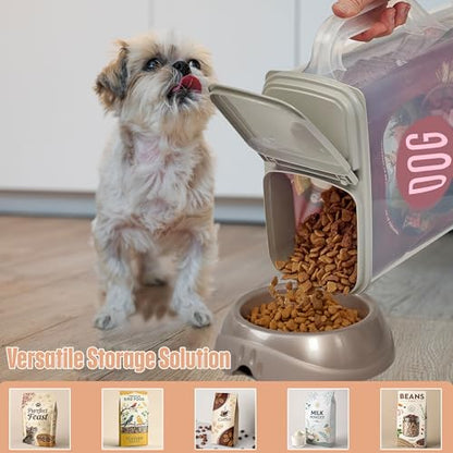 Buddeez Pet Food Storage Container - 8 Quart Capacity Dog / Cat Food & Bird Seed Container with Durable EZ Grip Handle, Flip Gray Lid (includes 1 Cup Clear Scoop) | Durable dry-food storage, For dog food, cat food or bird seed, Includes scoop, desk pet co