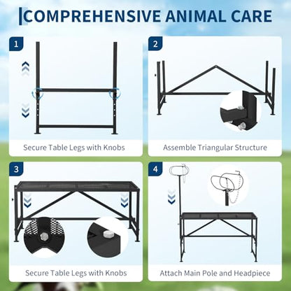 Adjustable Goat Milking Stand 47x23in 500LBS Capacity Heavy Duty | Headpiece & Nose Loop, Height Adjustable, Multi-Purpose