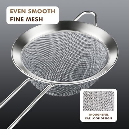 NileHome 7.8-Inch Diameter Stainless Steel Mesh Strainers,Silver - color: 7.8"-Silver