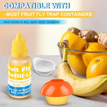Qualirey 6 Pack Fruit Fly Trap Refill Liquid, 0.68oz Per Bottle,Yellow | Liquid Fruit Fly Traps for Indoors, Non Toxic Bait Safe Near Pets, Food and Kids, Lure Refill for Home Kitchen - color: Yellow