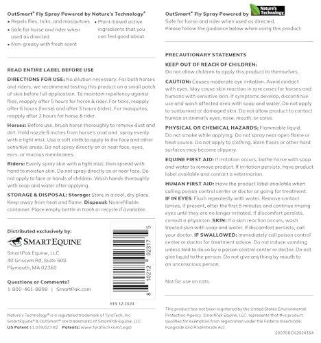 SmartPak OutSmart® Fly Spray | Plant-Based Mosquito, Tick, and Fly Spray Repellent For Horses and Riders | Fresh Scent | 1 Gallon | Plant-Based Mosquito, Tick, and Fly Spray Repellent for Horses and Riders | Fresh Scent