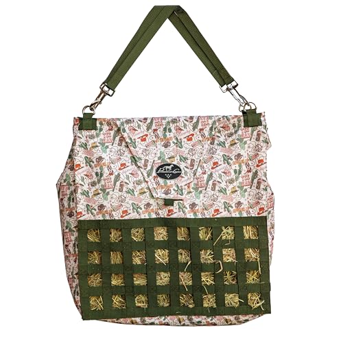 Professional's Choice Slow Feed Hay Bag - Horse Travel Hay Holder w/Straps, Cowgirl | Top Loading Design, Detachable Hangers, Durable Webbing - color: Cowgirl