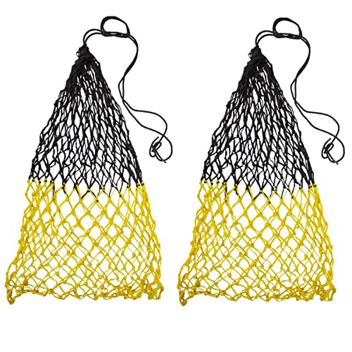 Set of 2 42" Soft Mesh Hay Nets with 2" Holes, Fits 4-6 Flakes of Hay (42", Light Brown/Dark Brown) - color: Light Brown/Dark Brown