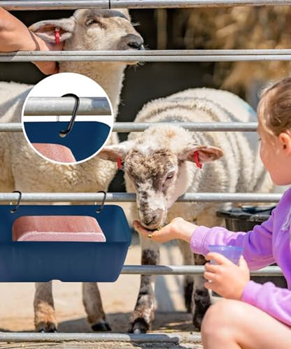 Chicken Feeders, 3 Pack, Duck Feeders and Waterers, Hanging Poultry Water Feeder, Livestock Fence Feeder, Feed Trough and Waterer Bucket with Clips, Blue - color: 3 Pack Blue