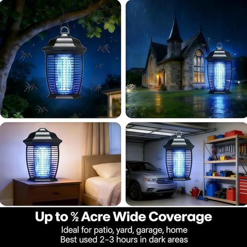 20W 4200V Electric Bug Zapper, IPX4 Waterproof Mosquito Zapper, Indoor Outdoor Insect Killer with 6ft Cord for Patio Garage Backyard.