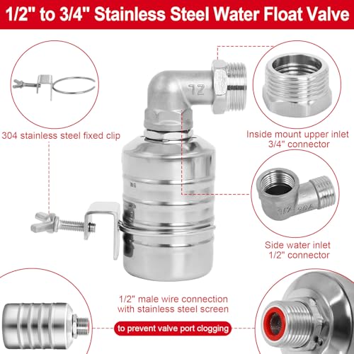 Automatic Float Valve for Water Tank, Tank Float Valve 1/2" & 3/4"