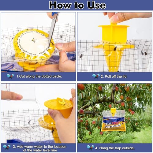Fly Traps Outdoor Hanging for Patio, 10 Pre-Baited Flies Bags Disposable | Flies Catcher Repellent, Reusable Stable Horse Ranch Trapper Outdoor Hanging Fly Killer Helps Control Flies - size: 10 pack