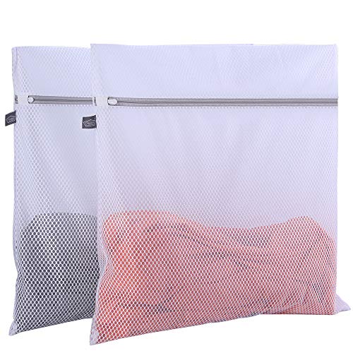 Kimmama Laundry Bags Mesh Wash Bags, Large Garment Bag for Washing Machine - color: White, size: 2XXL(24x24")