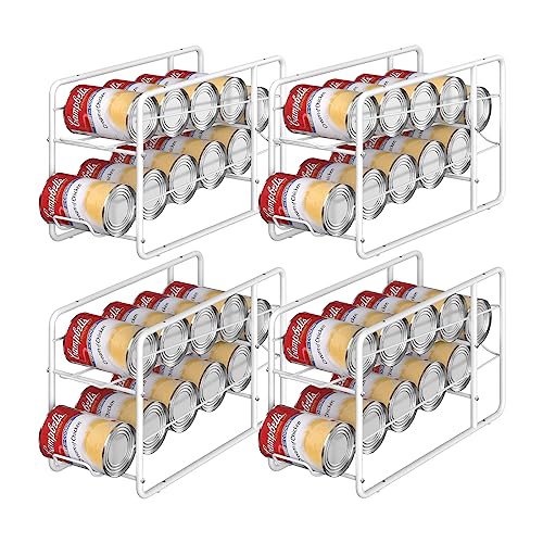 MOOACE 4 Pack Can Organizer for Pantry, Stackable Soda Can Dispenser Rack - color: White