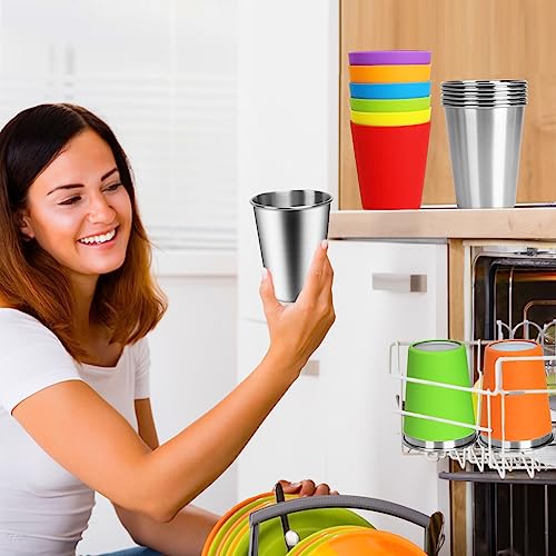ShineMe 12oz Toddler Cups with Straws and Lids 6 Pack, Leak Proof/Reusable - color: orange/red/purple/yellow/green/blue
