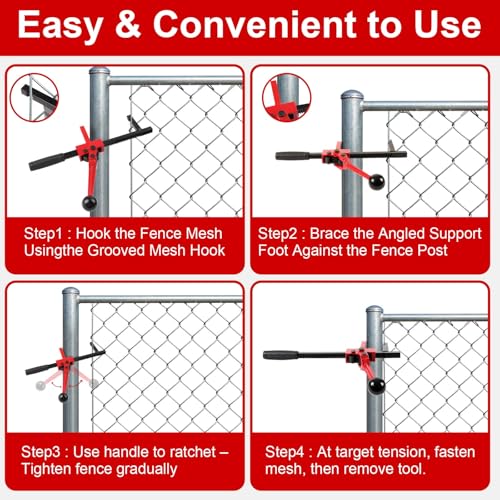 Chain Link Fence Stretcher Tool, Heavy Duty Ratchet Fence Tensioner
