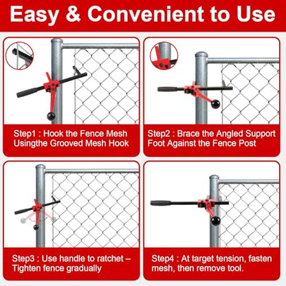 Chain Link Fence Stretcher Tool, Heavy Duty Ratchet Fence Tensioner
