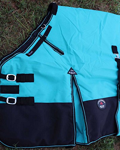 68" 1200D Turnout Waterproof Horse Winter Blanket Heavy Belly Band 511B - color: Turquoise/Black, size: 68"