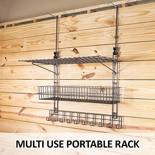 EASY-UP Pro Basket & Shelf Hanging Rack Portable | Adjustable Hanging Arms | Multiple Storage Options | Ideal for Horse Shows | 7-Year Warranty