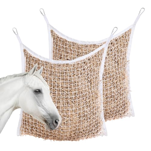 Slow Feed Hay Nets for Horses, Large Capacity Hay Bags, 2 Pack - size: 2PCS-White