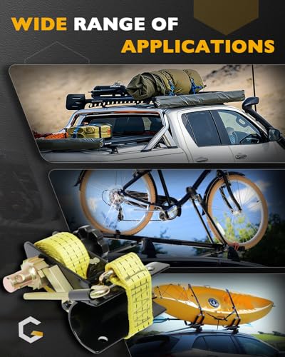 Ladder Rack Straps, Rack Ratchet Straps, Truck/Lumber/Pipe/Roof Rack Straps - color: Yellow (4 pcs), size: Black Round Tube