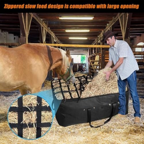 Hay Bags for Horse Heavy Duty Oxford Hay Bag Extra Large | Horse Feeding Supplies Waterproof Tote with Top Slow Feed Design for Barn Stable