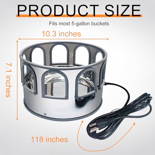 Chicken Water Heater,Heated Chicken Waterer 5 Gallon,Chicken Coop Accessories in Winter for 5 Gallon Buckets,Heated Water Bowl for Chickens, Ducks, Pigeons, (Does not Contain Buckets).