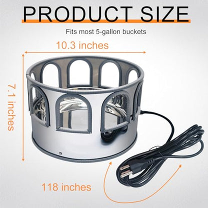 Chicken Water Heater,Heated Chicken Waterer 5 Gallon,Chicken Coop Accessories in Winter for 5 Gallon Buckets,Heated Water Bowl for Chickens, Ducks, Pigeons, (Does not Contain Buckets).