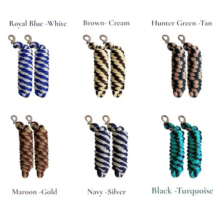 Majestic Ally Polypropylene Lead Rope with Removable Nickel Bolt Snap, 5/8 x 10 ft, for Horses and Livestock, 2 Pack (Marron -Gold) - color: Marron -Gold