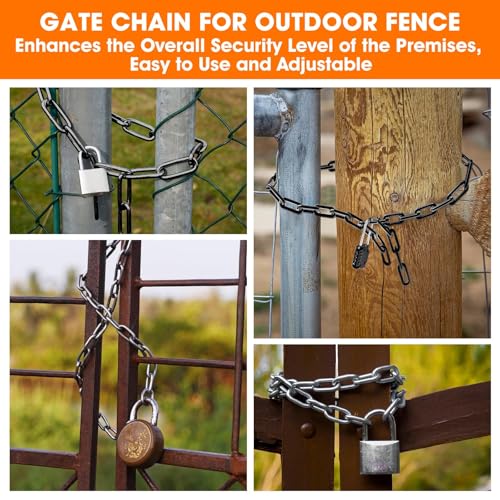 Gate Chain Lock, 23.6 Inch Chain Fence Gate Latch, Black Dia 4mm-1Pc - color: Black Dia 4mm-1pc