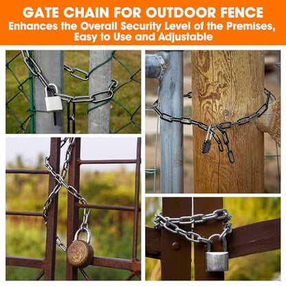 Gate Chain Lock, 23.6 Inch Chain Fence Gate Latch, Black Dia 4mm-1Pc - color: Black Dia 4mm-1pc