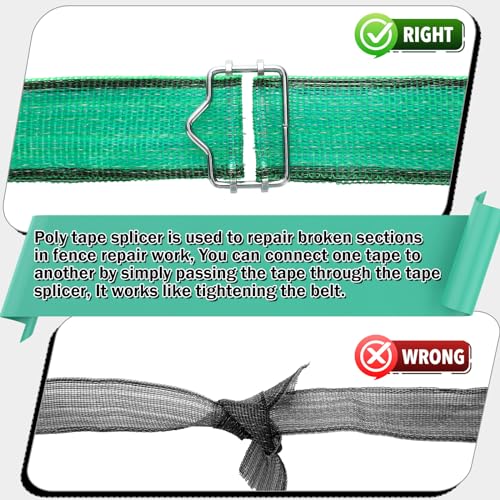 Tandefio 24 Pieces 1.6 Inches Electric Fence Poly Tape Splicer Polytape Buckle Stainless Steel Electric Fence Connectors for Outdoor Electric Fence, Silver