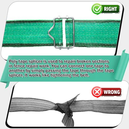Tandefio 24 Pieces 1.6 Inches Electric Fence Poly Tape Splicer Polytape Buckle Stainless Steel Electric Fence Connectors for Outdoor Electric Fence, Silver