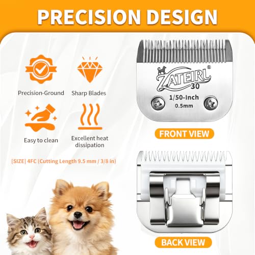 3 Pack Pet Grooming Clipper Blades with Ceramic Cutters, Sizes 10, 30 & 7FC, Silver, Compatible with Andis, Oster A5, Wahl KM10 A5 Style Dog Clippers - color: Silver, size: 10# + 30# + 7FC