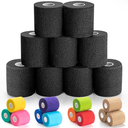 Self Adhesive Bandage Wrap, 2 Inch Elastic Cohesive Athletic Wrap Vet Wrap - color: Black