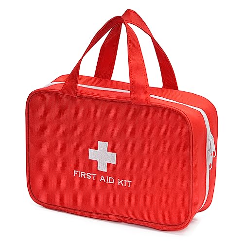 TOPASION Compact Empty First Aid Kit Bag Emergency Trauma Medical Pouch Travel Medicine Organizer Bag for Home, Camping, Traveling, Car (Red) - color: Red